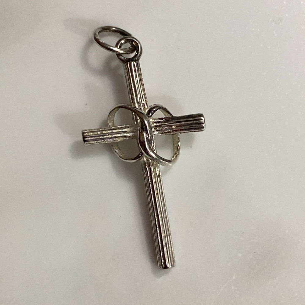 Sterling Silver Holy Matrimony‎ Cross Pendant Religious Charm 925